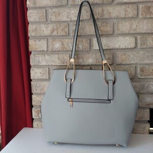 Worthington Shoulder Bag w/Hardware Blue Gray One Compartments Multi-Pockets